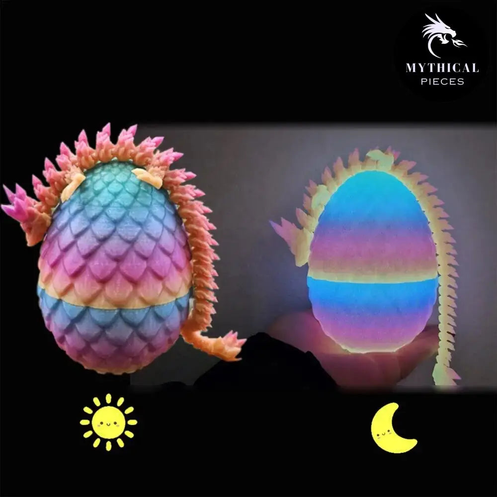 Mythical 3D Dragon - Mythical Pieces Egg Set (Available in 12inch Dragon + Egg) / Luminious Rainbow / Small - 12"(30cm)