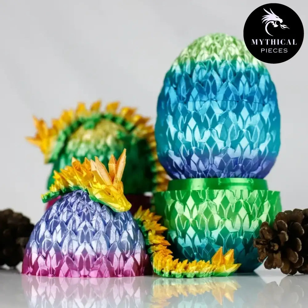 Mythical 3D Dragon Egg Set (Available In 12Inch + Egg) / Rainbow Colorful (Randomly Multicolored)