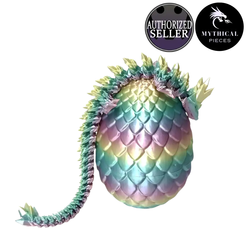 Mythical 3D Dragon - Mythical Pieces Egg Set (Available in 12inch Dragon + Egg) / Rainbow Pastel / Small - 12"(30cm)