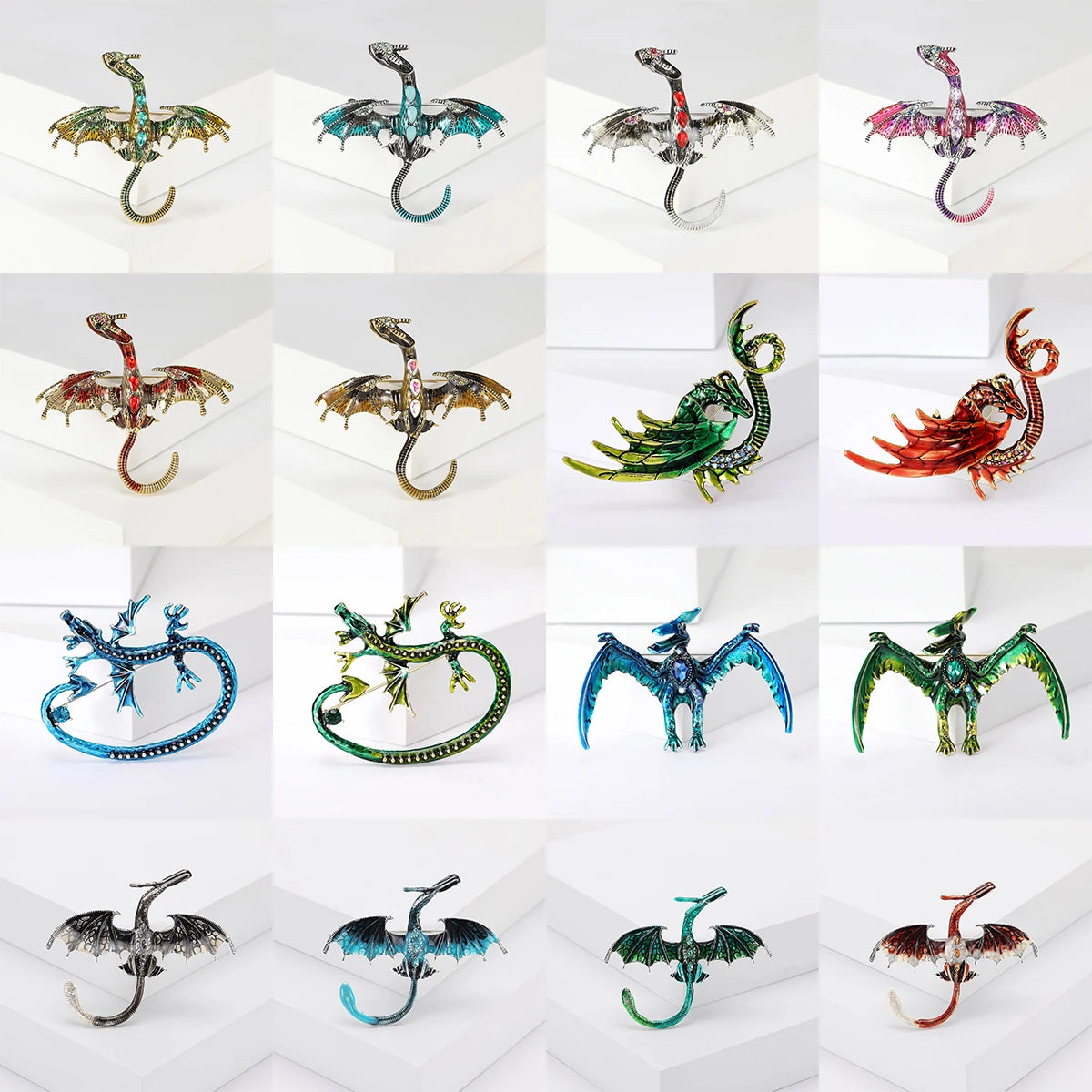 Enamel Dragon Brooches - Mythical Pieces