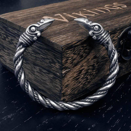 Raven Head Torc Bracelet - Mythical Pieces