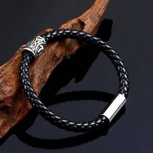 Runic Braided Leather Bracelet - Mythical Pieces 1 / 7.09" (18cm)