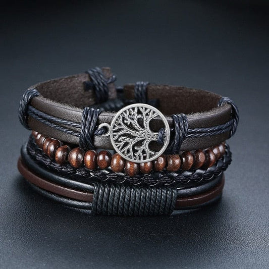 Yggdrasil Leather Bracelet - Mythical Pieces